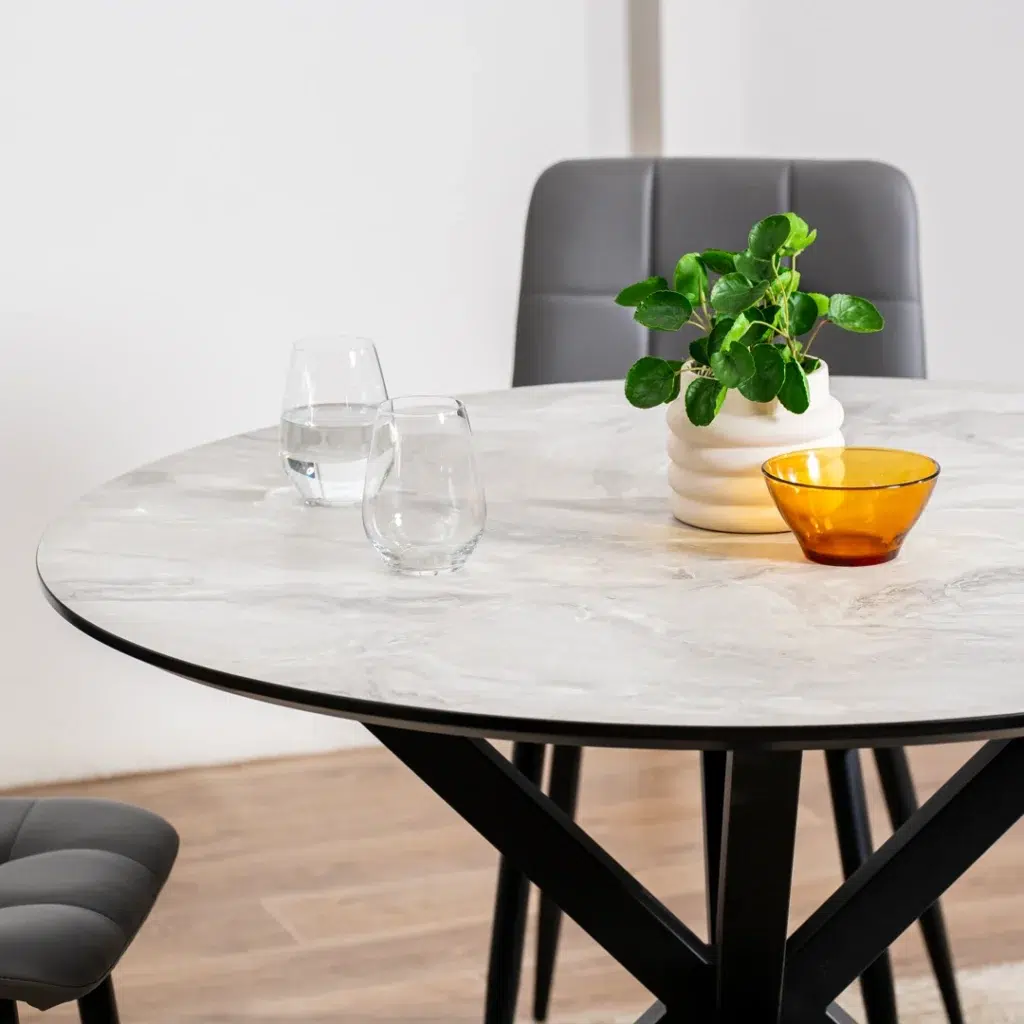 Villa 2m Dining Table Grey Cloud Marble