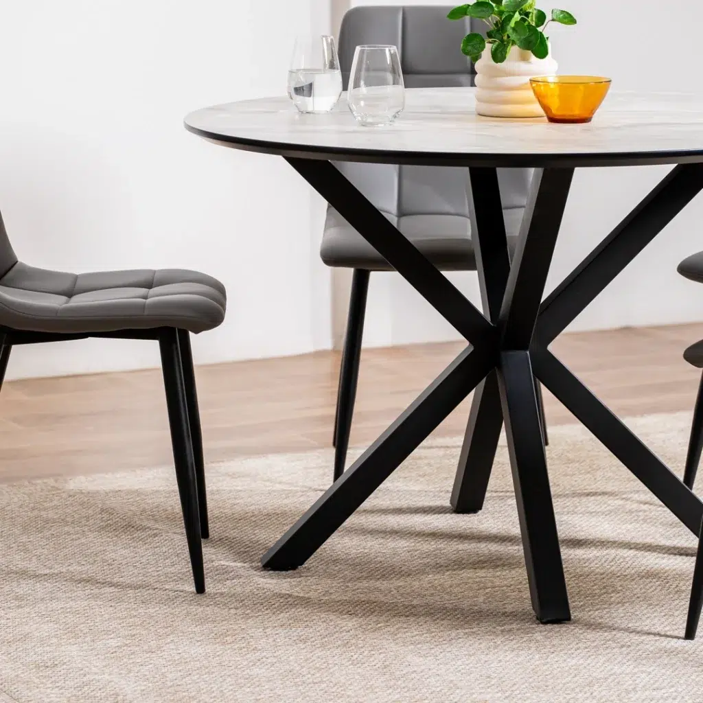 Charcoal Jack dining chairs set of 2 with bucket seat and black metal frame