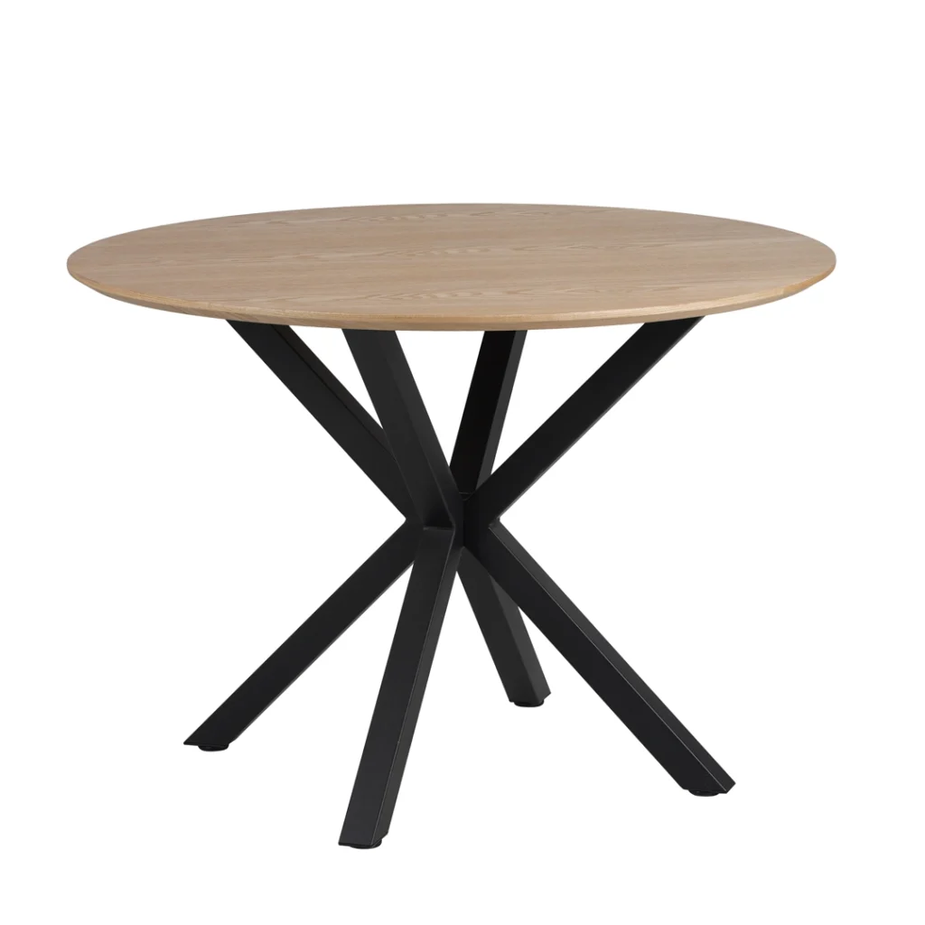 Villa Natural Ash Dining Table Black Metal Frame