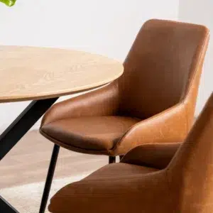 Villa Natural Ash Dining Table Oak Veneer Black Metal Frame