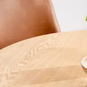 Villa Natural Ash Dining Table with Black Metal Frame