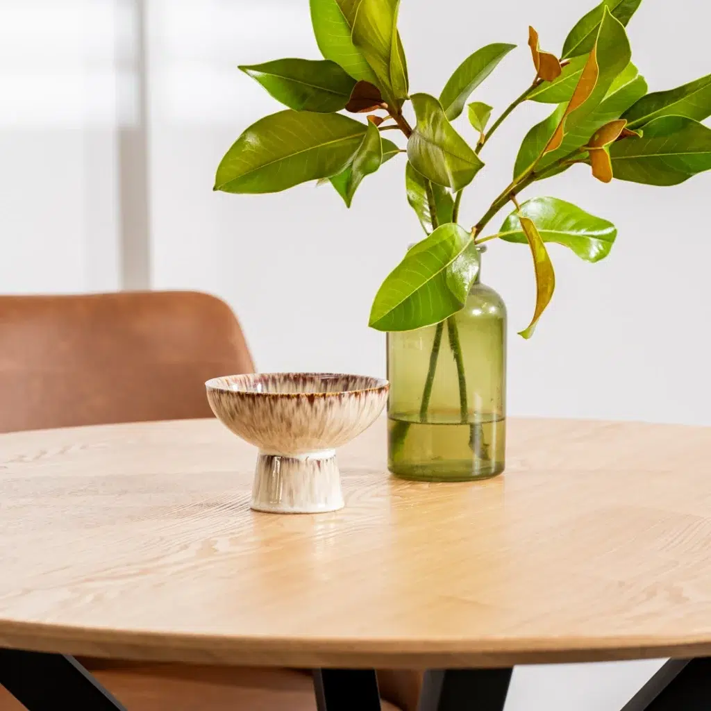 Villa Natural Ash Dining Table with Black Metal Frame