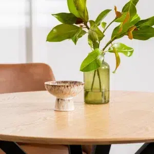 Villa Natural Ash Dining Table with Black Metal Frame