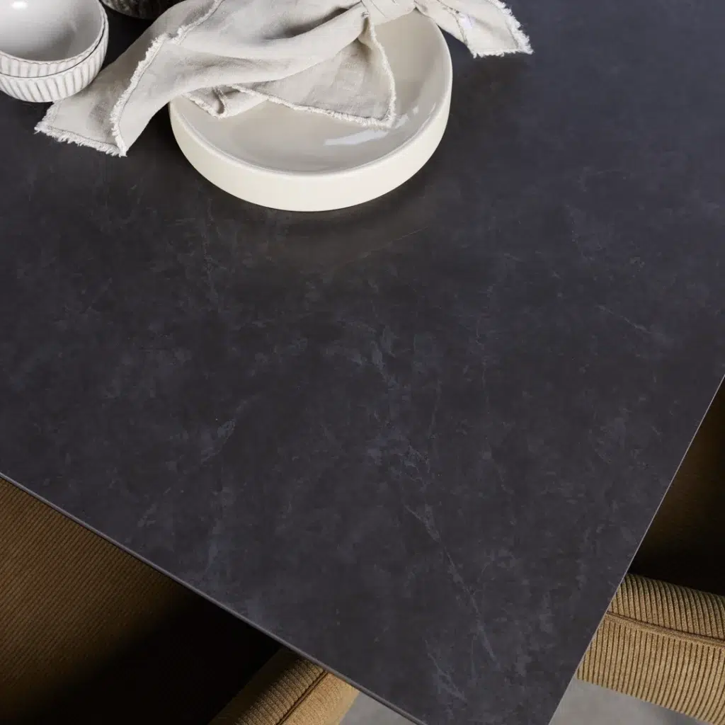 Venetti Expandable Table Ceramic Top Black Steel Frame