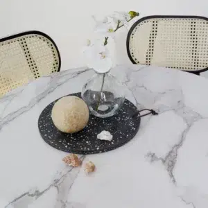 Vulcan Dining Table Marble Effect White