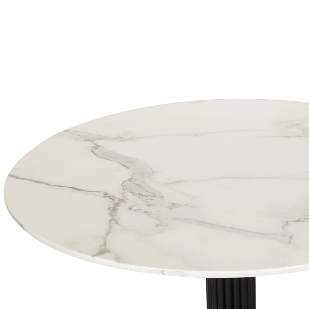 Vulcan Dining Table White Marble Effect Tulip Design