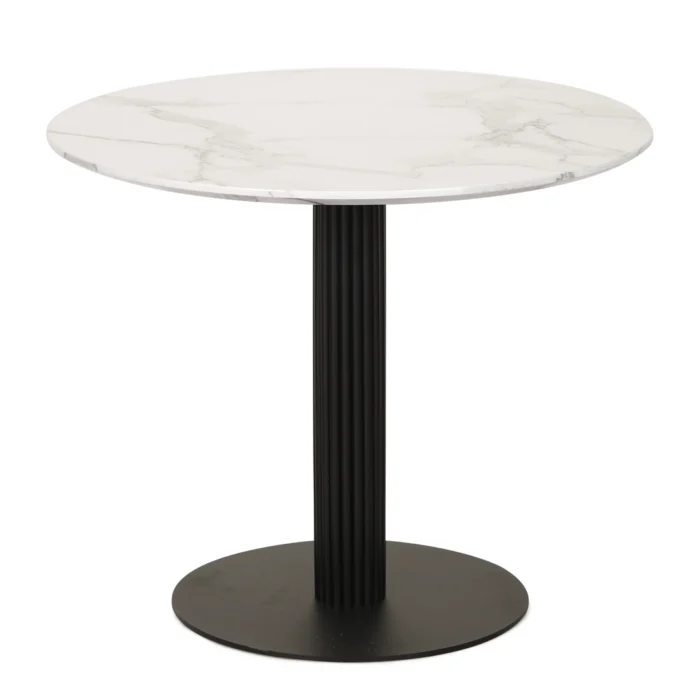 Vulcan 90cm Dining Table – Marble Effect White