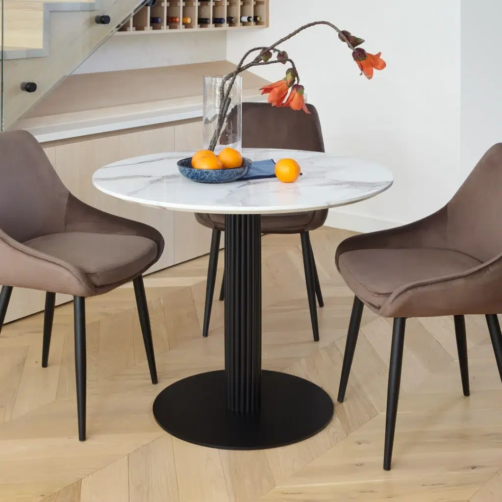 Vulcan Dining Table - Marble Effect White Modern Design