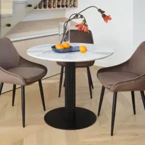 Vulcan Dining Table - Marble Effect White Modern Design