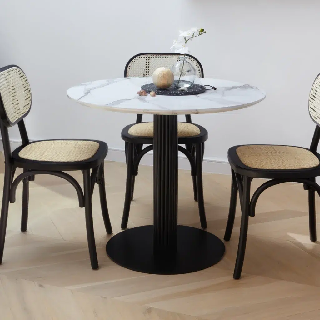 Vulcan Dining Table White Marble Effect Modern