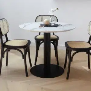 Vulcan Dining Table White Marble Effect Modern