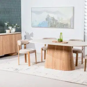 Carmo dining chair beige set of 2 luxurious boucle fabric with ash toned legs