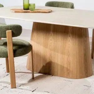 Carmo dining chair in olive set of 2 with ash legs and textured boucle fabric for modern spaces