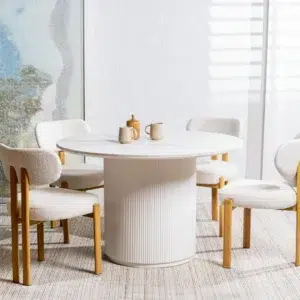 Windsor Snow White Ceramic Table with Marble Effect
