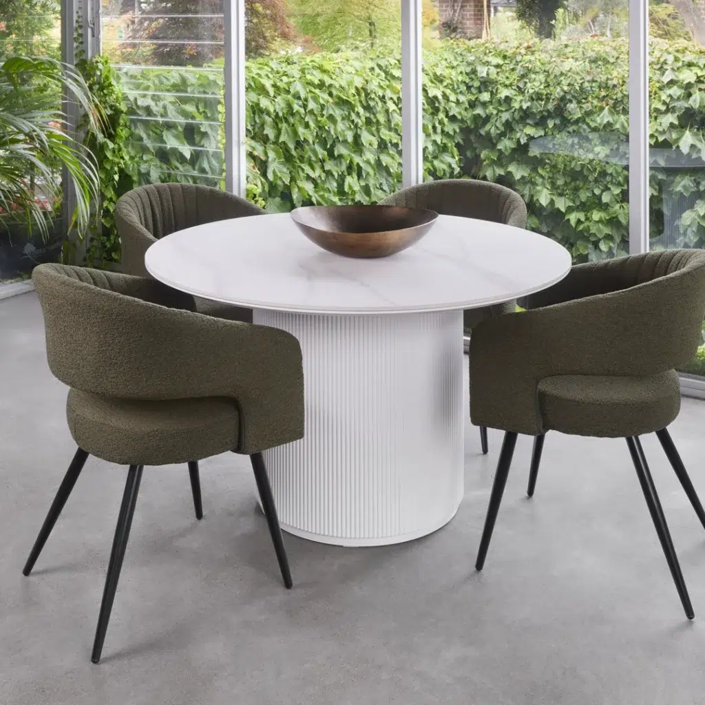 Windsor Dining Table Snow White Ceramic Marble