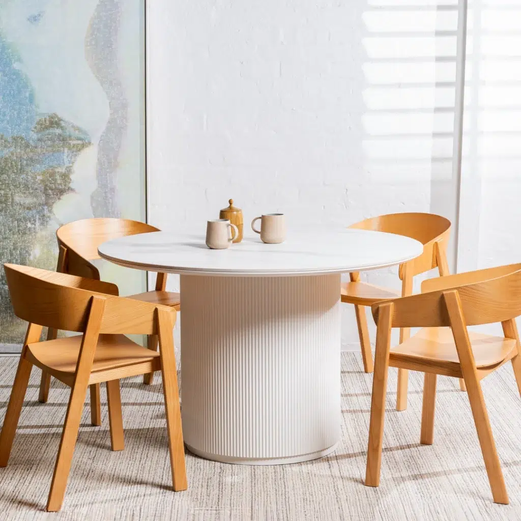 Windsor Dining Table Snow White Ceramic Marble-Effect