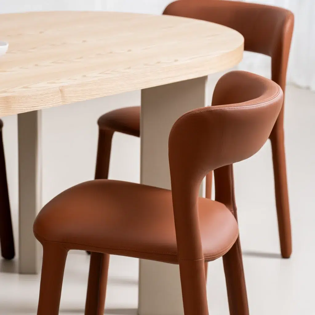 Tan Madrid dining chairs set of 2 with minimalist design and textured fabric upholstery