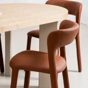 Tan Madrid dining chairs set of 2 with minimalist design and textured fabric upholstery