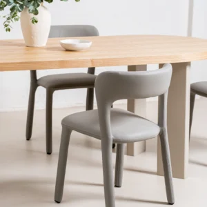 Grey eco-leather dining chairs set of 2 with minimalist design and ergonomic support