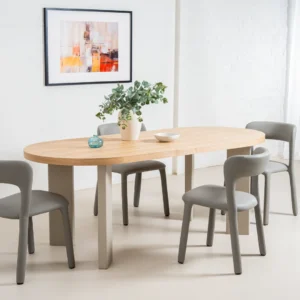 Grey eco-leather dining chairs set of 2 with minimalist design and ergonomic support