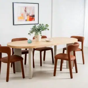 Tan Madrid dining chairs set of 2 with minimalist design and premium textured fabric