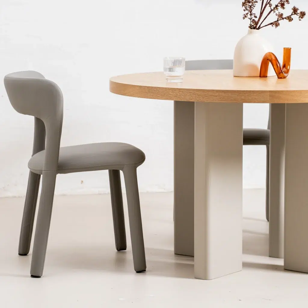 Oliver Oak Grey Round Dining Table Rustic Modern