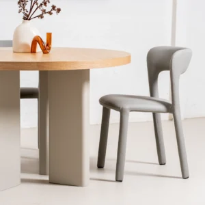 Grey eco-leather dining chairs set of 2 with minimalist design and ergonomic support