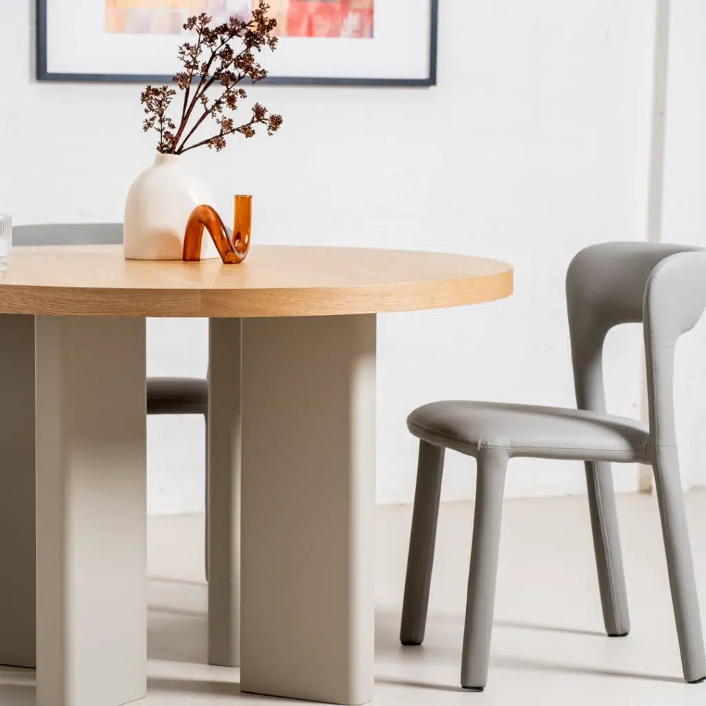 Oliver Western Dining Table Oak Grey Rustic Modern Wood Grain Matte Finish Farmhouse