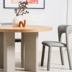 Oliver Western Dining Table Oak Grey Rustic Modern Wood Grain Matte Finish Farmhouse