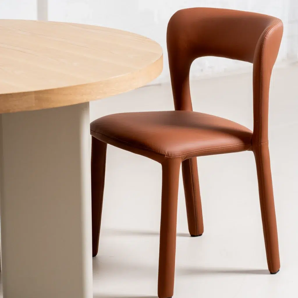 Tan Madrid dining chairs set of 2 with minimalist design and premium fabric upholstery