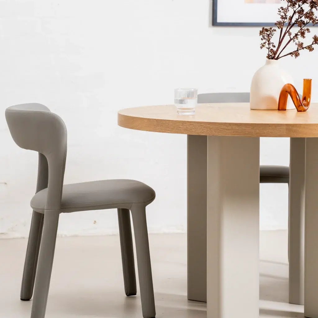 Grey eco-leather dining chairs set of 2 with minimalist design and ergonomic support