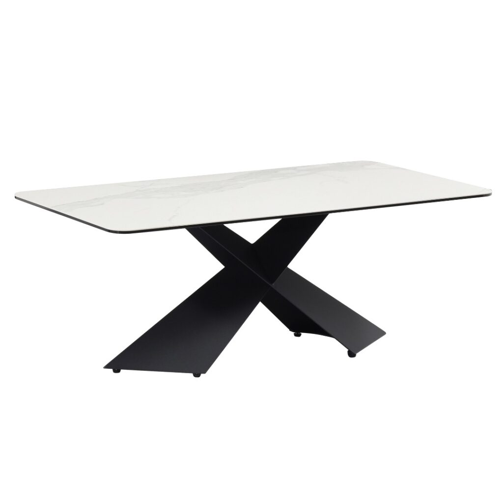 Zulu Vermont Ceramic Coffee Table - Modern Marble Design, Durable Steel Frame