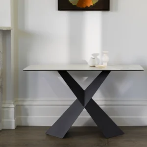 Zulu Console Table Vermont Ceramic Black Steel Frame
