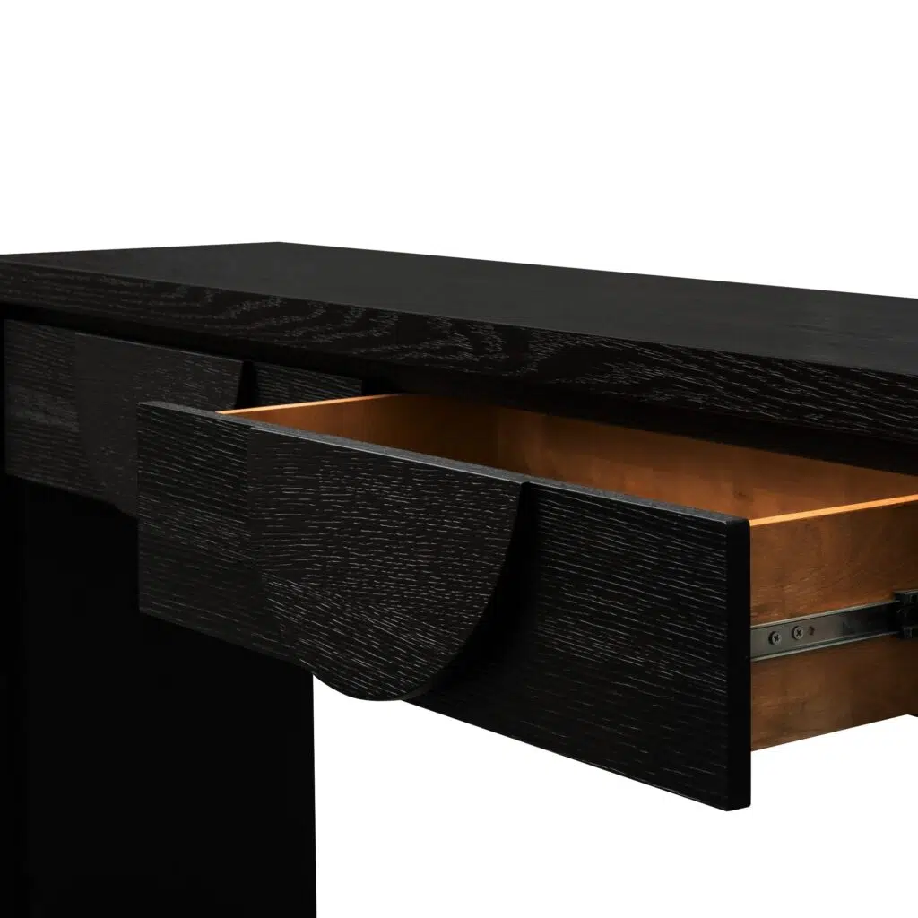 Cedric 1.4m console table textured espresso black finish modern aesthetic