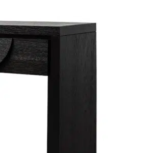 Cedric 1.4m console table with textured espresso black finish and curved handles for modern interiors