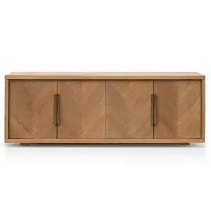 Calista 2m buffet unit in dusty oak with brushed gold handles and MDF construction