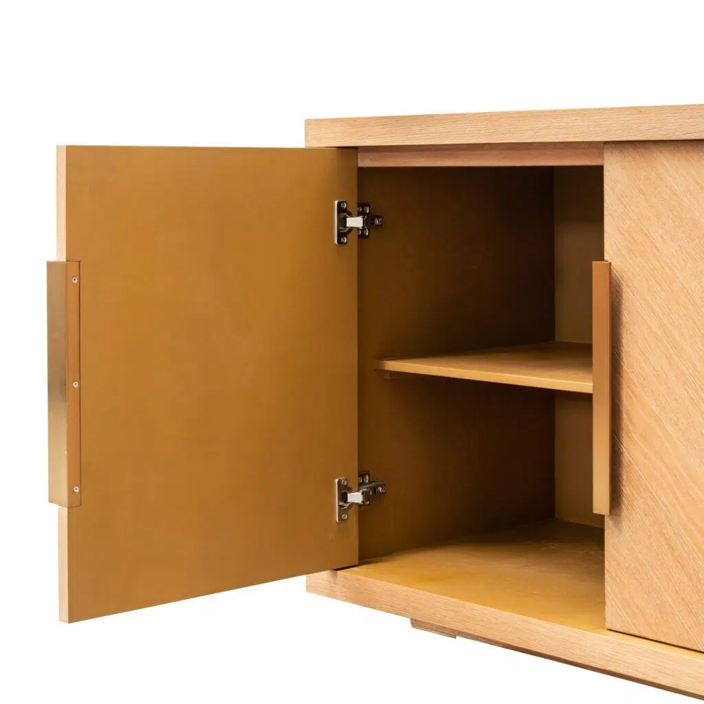 Calista 2m buffet unit in dusty oak with brushed gold handles for modern storage solution