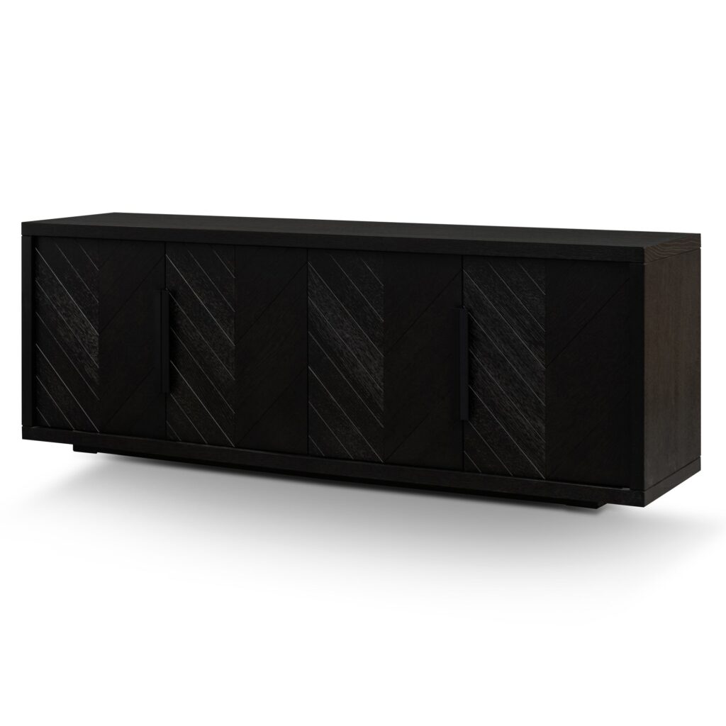 Elegant Arlo 2m buffet unit with textured espresso black finish and matte black handles