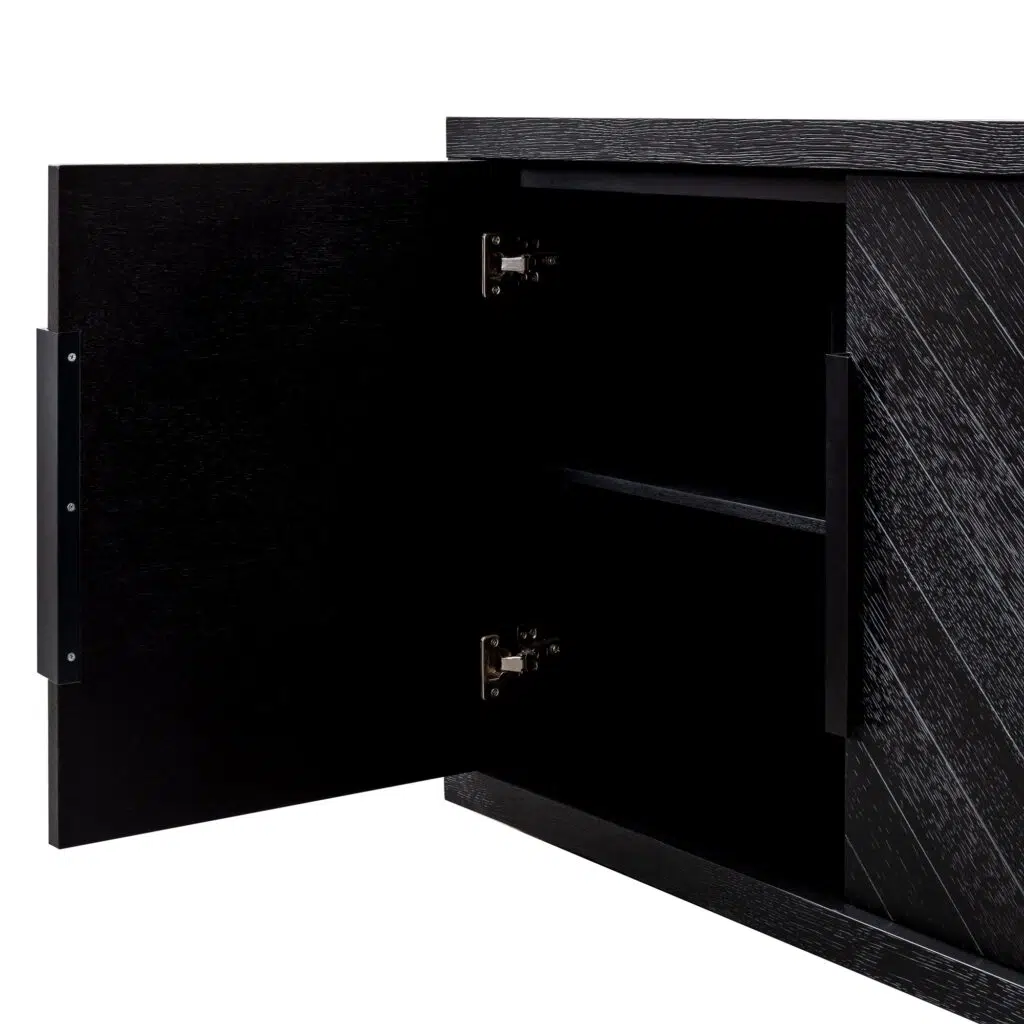 Arlo 2m buffet unit with textured espresso black finish and matte black hardware