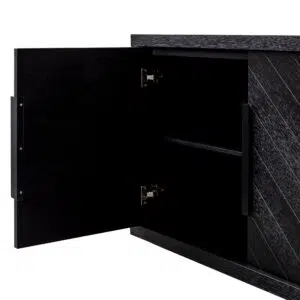 Arlo 2m buffet unit with textured espresso black finish and matte black hardware