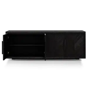 Elegant 2-meter buffet unit with textured espresso black finish and matte black handles