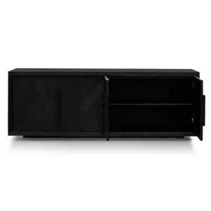 Arlo 2m buffet unit with textured espresso black finish and matte black hardware
