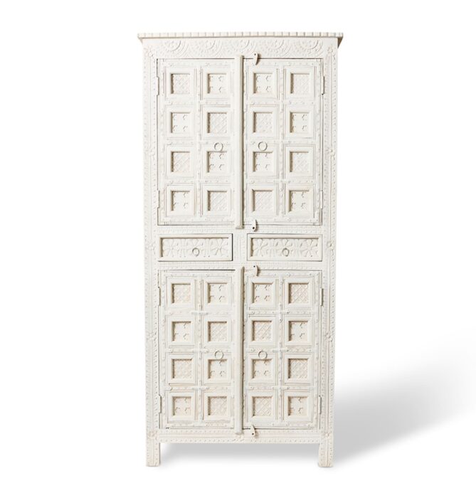 Zarna Cabinet White Wood Space-Saving Storage