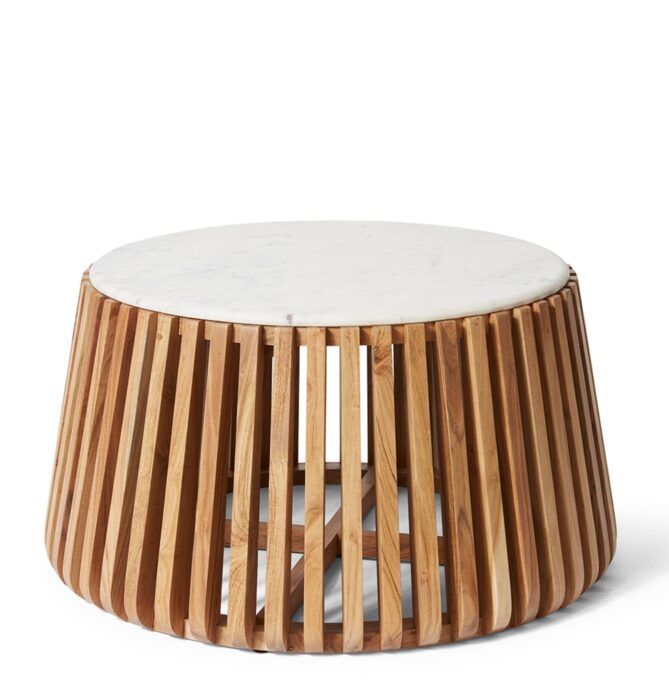 Luna Coffee Table 91x91x49cm space-saving storage white natural multi-functional