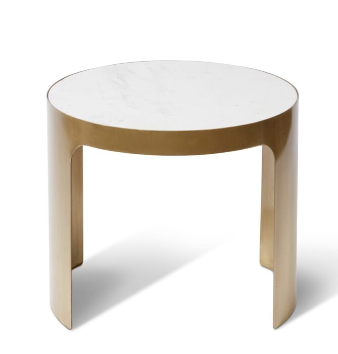 Sena Coffee Table White Gold 55x55x42cm Modern Compact