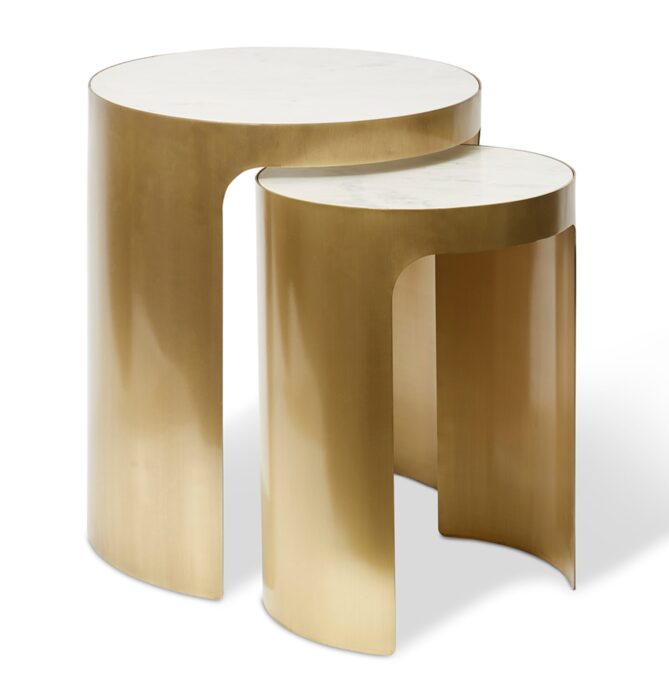 Sena Side Table 50x50x57cm Durable Marble White Gold