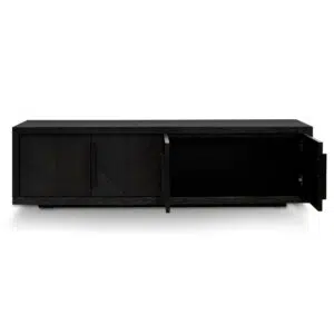 Modern 1.8m textured espresso black entertainment TV unit with storage and cable management