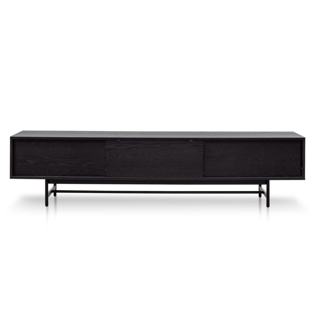 Giselle 2.1m Full Black Wooden Entertainment TV Unit Modern Design Minimalist Aesthetic