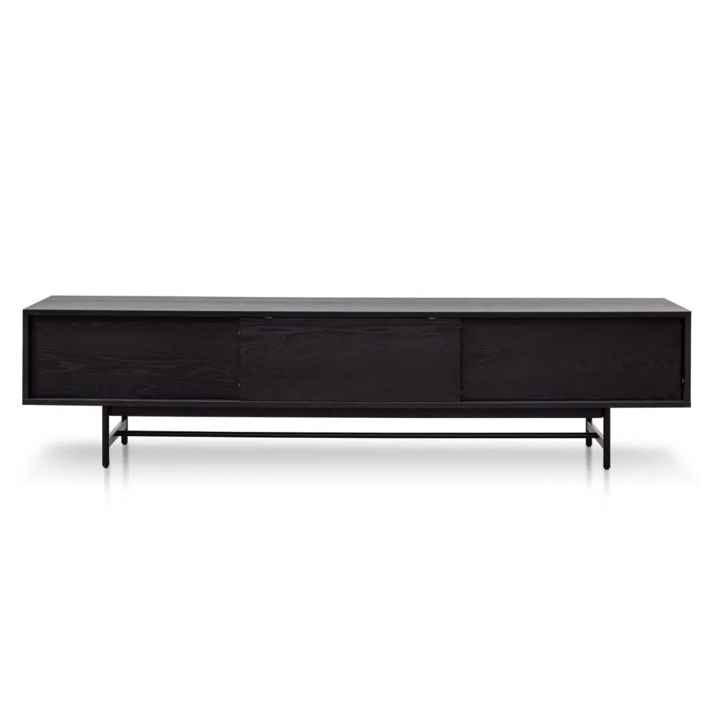 Giselle 2.1m Full Black Wooden Entertainment TV Unit Modern Design Minimalist Aesthetic