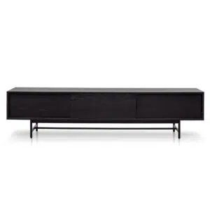 Giselle 2.1m Full Black Wooden Entertainment TV Unit Modern Design Minimalist Aesthetic
